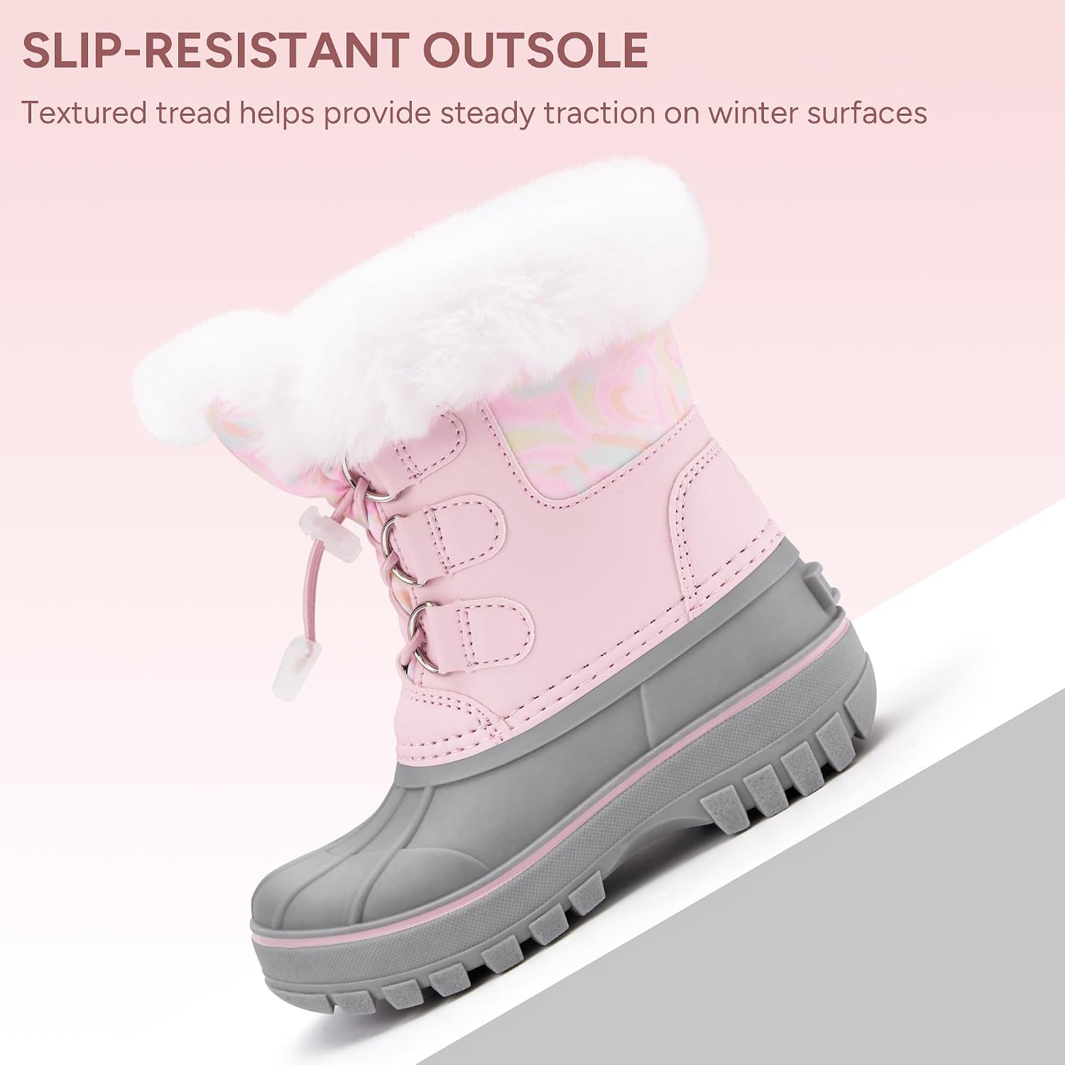 Girls Snow Boots with Faux Fur Collar - Image 7