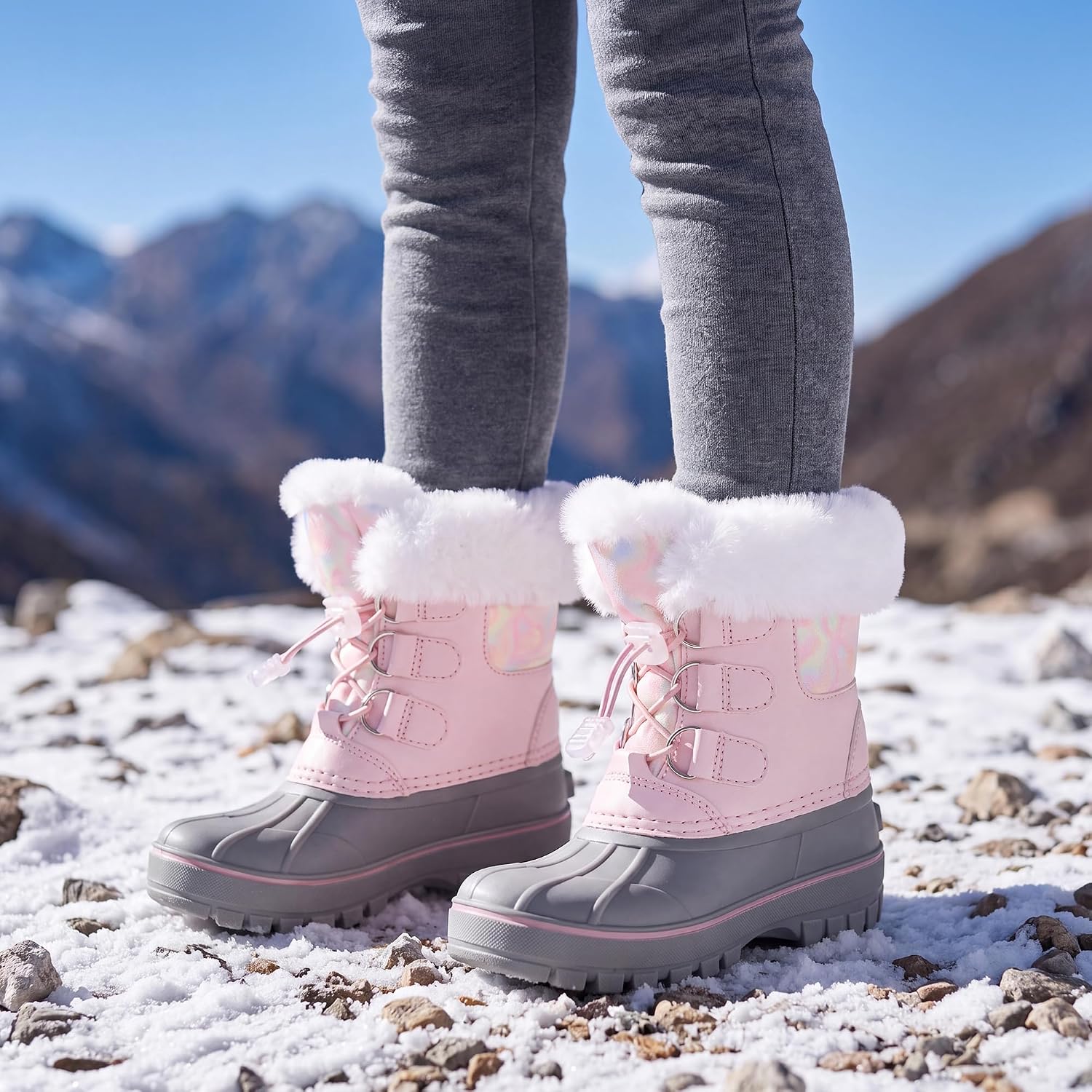 Girls Snow Boots with Faux Fur Collar - Image 2