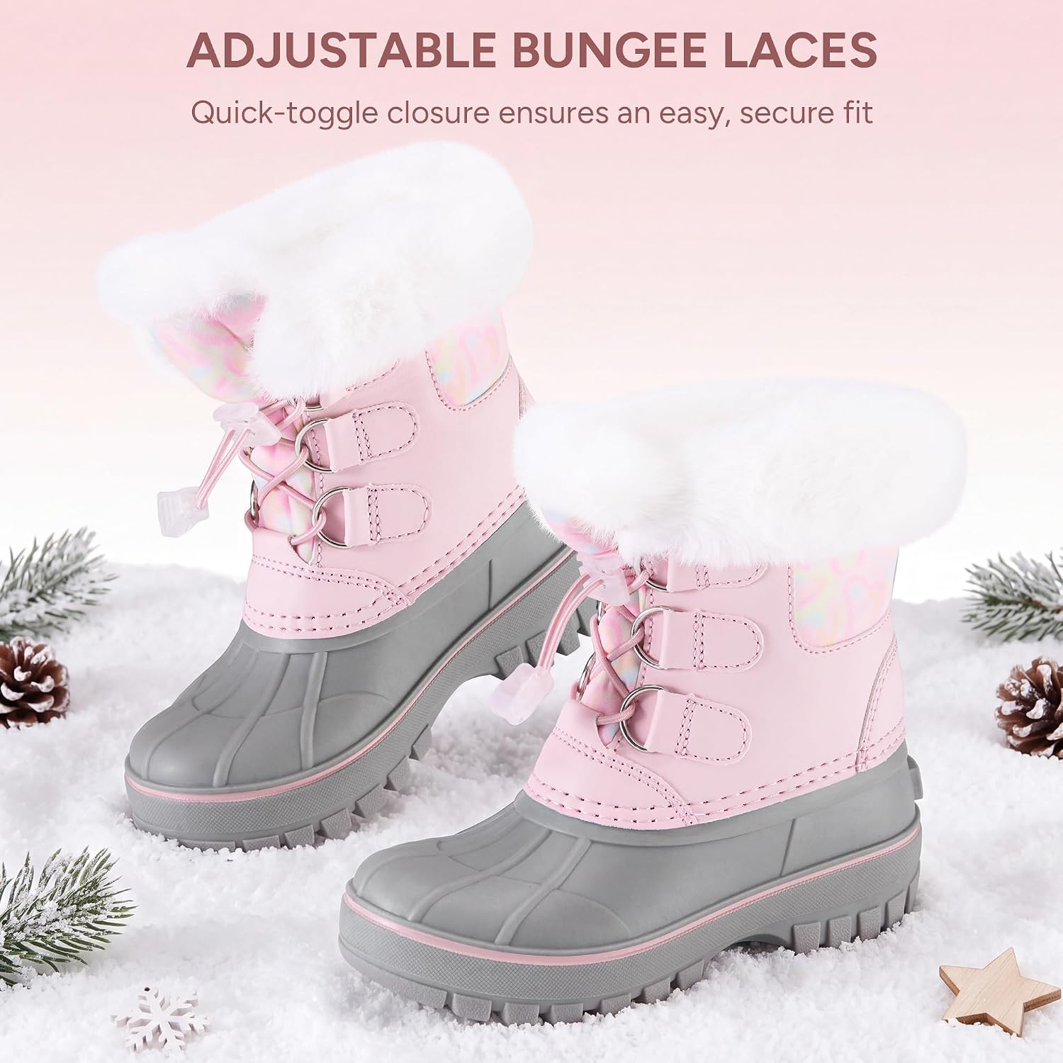 Girls Snow Boots with Faux Fur Collar - Image 5