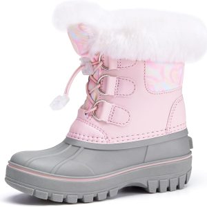 Girls Snow Boots with Faux Fur Collar